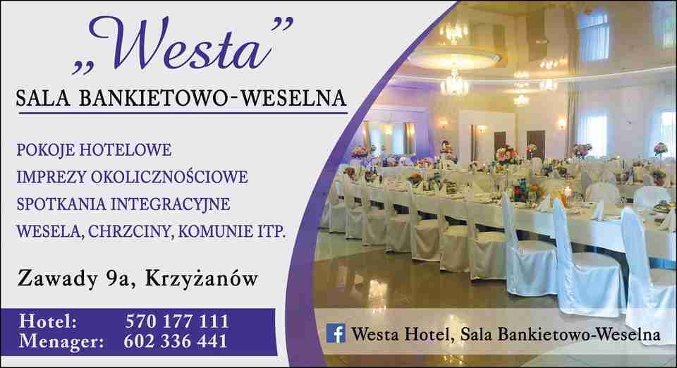 Sala Bankietowa Weselna z Częścia Hotelowa WESTA - imprezy okolicznościowe KUTNO imprezy okolicznościowe KUTNO